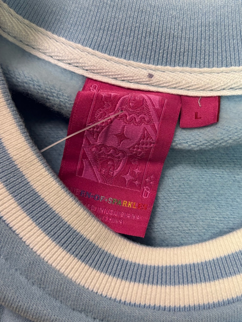 Light Blue Tennis Racket Embroidered Sweatshirt Oversized Preppy - Picture 3 of 4